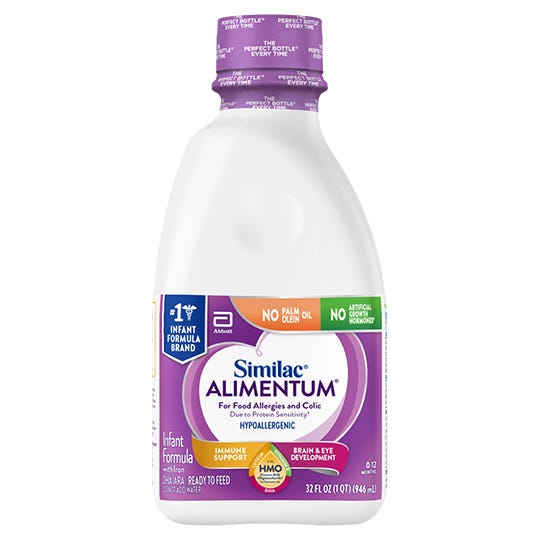 Similac® Alimentum® Hypoallergenic Infant Formula Ready-to-Feed Baby Formula, 32-fl-oz Bottle (Case of 6)