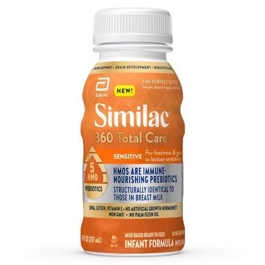 Similac® 360 Total Care® Sensitive* Baby Formula, Ready-to-Feed, 8-fl ...